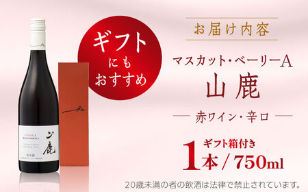 【数量限定】マスカット・ベーリーA「山鹿」　赤ワイン・辛口　750ml ギフト箱入り 【菊鹿ワイナリー】[ZFB001]