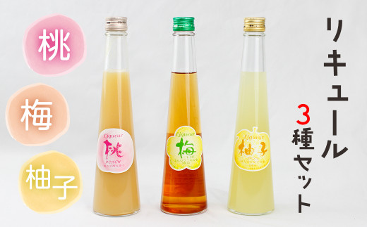 リキュール３種セット「梅酒」「桃酒」「柚子酒」各300ml／小泉酒造　キュール  酒 お酒 梅 桃 柚子 化粧箱 セット 詰め合わせ 飲み比べ 無香料 無着色 うめ もも ゆず フルーツ 果物 完熟 果汁 ロック ソーダ ギフト 贈り物 プレゼント お中元 お歳暮 誕生日 記念日 おすすめ 酒蔵 小泉酒造 千葉県 富津市