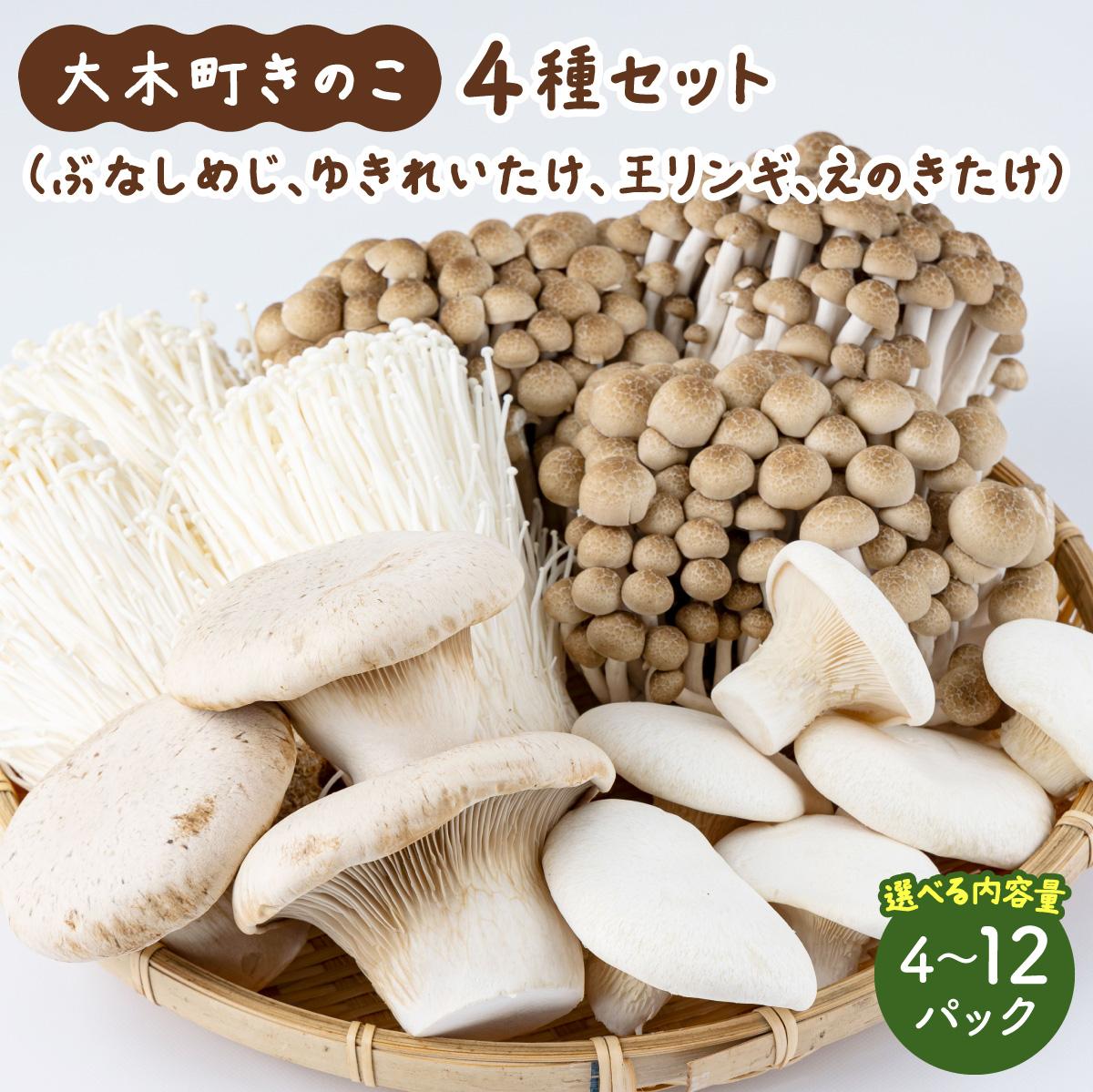【ふるさと納税】＜選べる内容量＞大木町のきのこセット(ぶなしめじ・ゆきれいたけ・王リンギ・えのきたけ各1～3パック)
