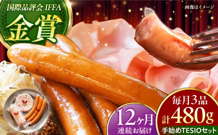 【全12回定期便】TESIOの自家製ハム＆ソーセージ 『手始めTESIOセット』 豚肉 ハム ソーセージ 小分け 真空パック 沖縄市 / TESIO[BCAD009]