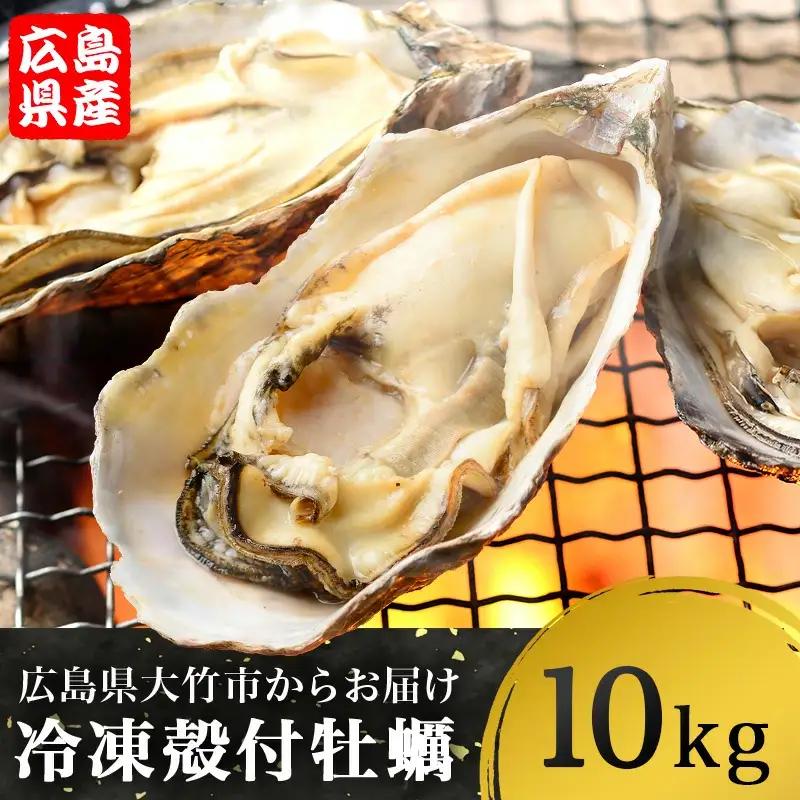 広島県大竹市産 冷凍殻付牡蠣 10kg｜朝どれ 大容量 冷凍 加熱用 かき 大粒 生ガキ 貝 シーフード オイスター 海鮮 濃厚 BBQ バーベキュー ガンガン焼き おおたけカキ 特大サイズ 広島県産 大竹市 玖波 宮島 瀬戸 国産 産地直送 [2222]