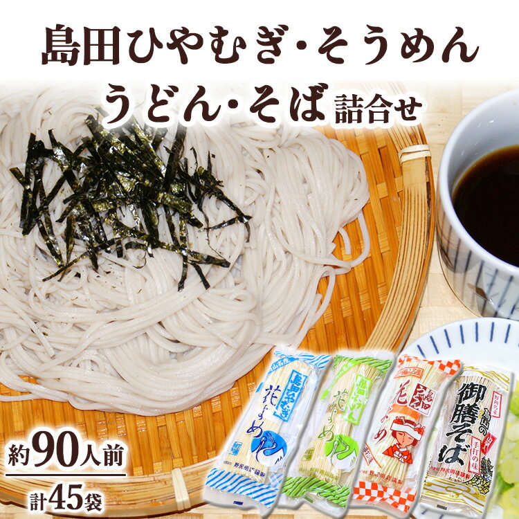 【ふるさと納税】42-1　島田ひやむぎ・そうめん・うどん・そば詰合せ | 麺類 うどん ひやむぎ そうめん そば 詰合せ 島田うどん 乾めん 小分け ギフト 贈り物 贈答 お歳暮 栃木県※着日指定不可