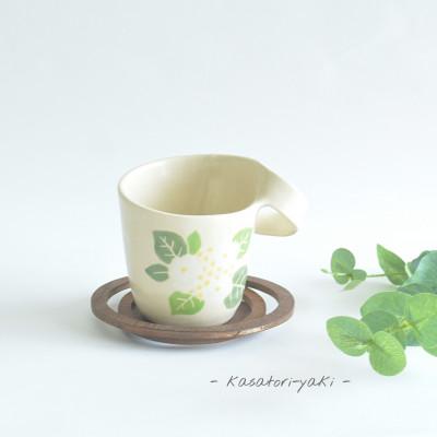 ふるさと納税 宇治市 宇治笠取焼　マグカップ&amp;コースター(白花)