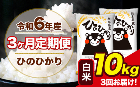 令和6年産  【3ヶ月定期便】 ひのひかり 白米 10kg 5kg×2袋 計3回お届け 熊本県産 こめ コメ 白米 精米 荒尾市 ひの 米 定期 《お申込み月の翌月から出荷開始》 美味しい米 お米 熊本県産米 くまもと米