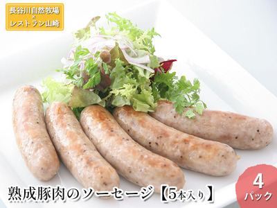 ソーセージ 熟成豚肉 長谷川自然牧場 ソーセージ【5本×4パック】【冷凍】