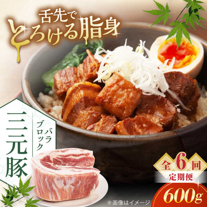 【ふるさと納税】 定期 三元豚 バラブロック600g ▼ 全6回 定期便《喜茂別町》【平田牧場】 肉 豚肉 バラ ブロック 煮豚 酢豚 煮物 冷凍配送 定期便 定期 北海道 平田牧場 おすすめ [AJAP104] 42000 42000円