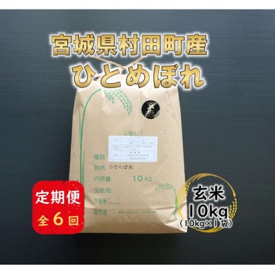 【毎月定期便】宮城県村田町産ひとめぼれ　玄米10kg(10kg×1)全6回【4074969】