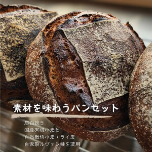 【国産有機小麦と自然栽培小麦・ライ麦使用】素材を味わうパンセット ／ パン 国産小麦 自然栽培 小麦 ライ麦 天然酵母 ルヴァン種 国産素材 自家製粉 自家製ルヴァン種 パンセット 詰め合わせ 食べ比べ お取り寄せグルメ 大阪府 No.348