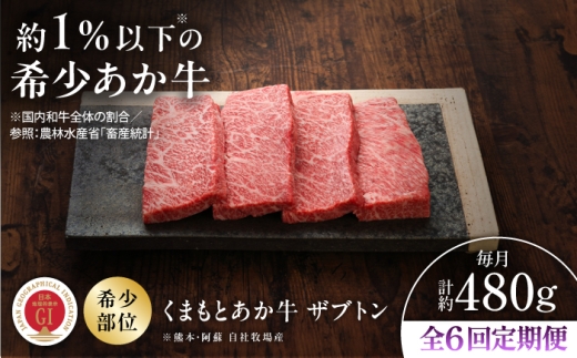 【全6回定期便】【GI認証】くまもとあか牛ザブトン 約120g×4枚 /  あか牛 あかうし ザブトン ざぶとん 菊陽 菊陽町 熊本 くまもと BBQ バーベキュー ギフト 贈答 贈り物 プレセント 焼き肉 焼肉 やきにく キャンプ アウトドア  熊本県産 肉 にく定期便 ご褒美 記念日 おすすめ 和牛 【有限会社 三協畜産】[BHAS070]