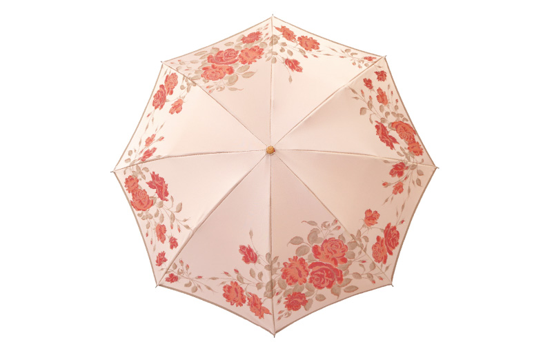 【槙田商店】晴雨兼用折りたたみ傘　絵おり　バラ　ピンク｜ 傘 かさ 雨具 高級 晴雨 兼用 UV 日焼け ギフト ファッション 日傘 プレゼント 化粧箱 老舗
