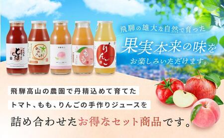 【通常配送】飛騨物産館オリジナルジュースセット 5種×各2本ずつ（計10本）| ジュース ドリンク 果物 野菜 フルーツ トマト 桃 りんご おいしい セット 飛騨高山 発送時期が選べる 株式会社高山