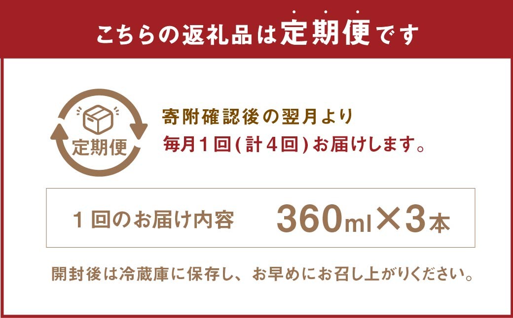 【4ヶ月定期便】 いろはの自家製ぽん酢 360ｍl 3本×4回 計12本