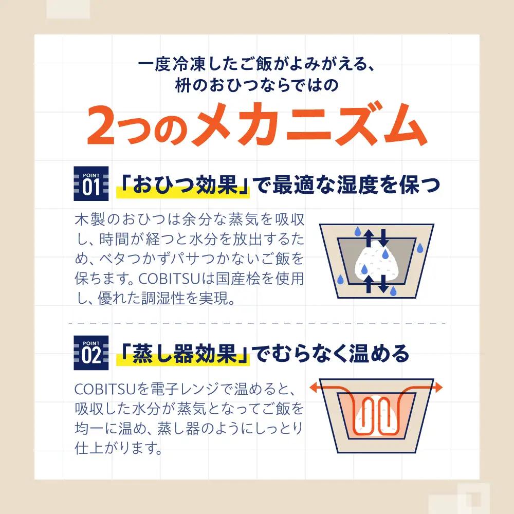 木製の冷凍ご飯容器　枡のおひつ「COBITSU」（こびつ）