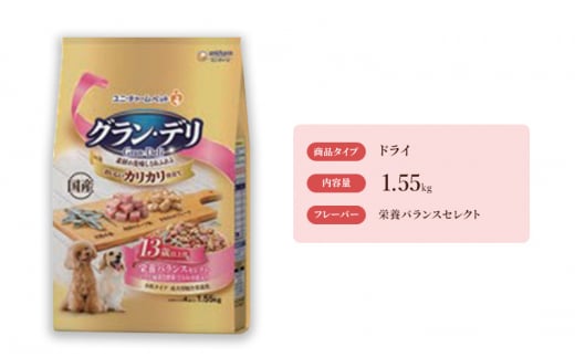 グラン・デリ カリカリ仕立て 13歳以上用 栄養バランスセレクト 1.55kg×4袋 ペットフード ドッグフード 犬のごはん 犬用フード 犬 ペット ドライ ユニ・チャーム ペット ユニ・ケアー [№5275-0454]