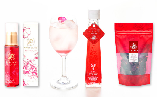 【ローズドビオ】ブラッディーローズジェリー（美容液）と薔薇のお茶、ローズシロップセット【美容液クリーム 40ml 1本 薔薇 お茶 8g 2袋 シロップ 120ml 2本 バラ 贈答 母の日】