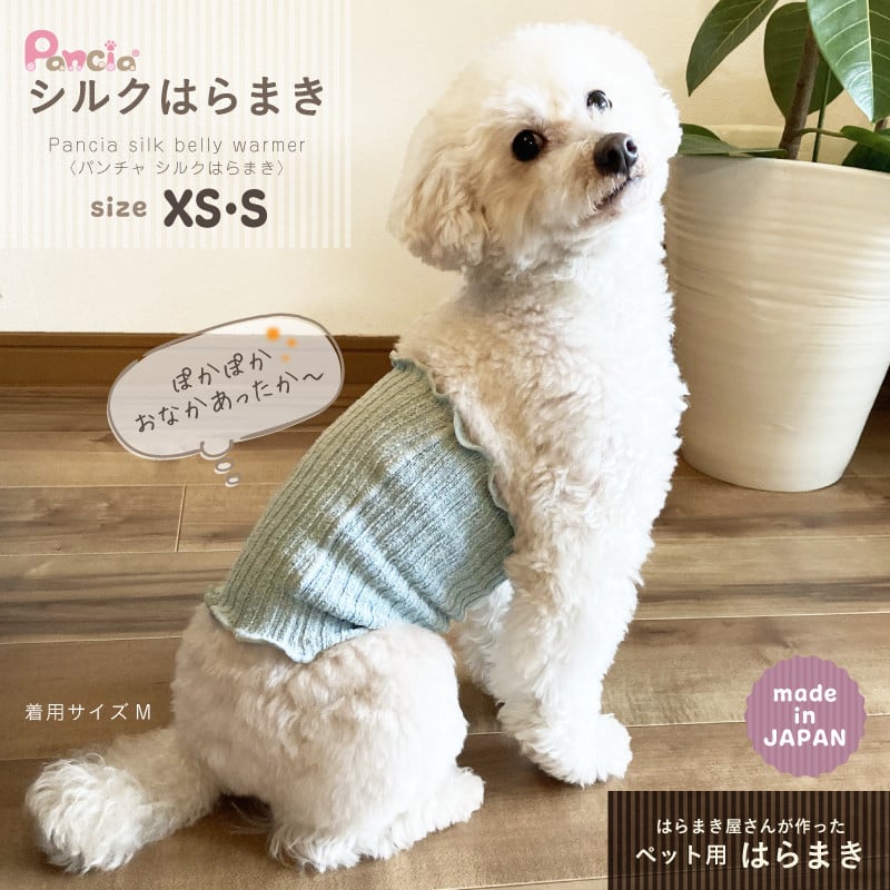 
日本製 pancia シルク 腹巻 Sサイズ 【ベージュ＋ベージュ×ネイビー】 犬用 ／ まちづくり観光振興機構 ドッグウェア ペット服 ペット腹巻 冷え防止 ドッグシャツ 奈良県 田原本町
