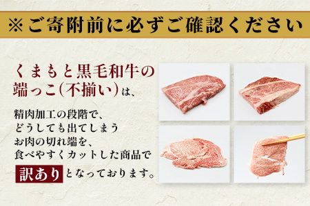 【年末発送】訳あり くまもと黒毛和牛 の 端っこ (不揃い) 切り落とし 切れ端 1kg 本場 熊本県 ブランド 牛 黒毛 和牛 上質 国産 牛肉 熊本県 大容量 冷凍 年内発送 年内配送 年末年始 