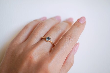 【ジュエリー】K10 イエローゴールド ロンドンブルートパーズ 一粒石 シンプル リング 指輪 保証書付　NR-1838