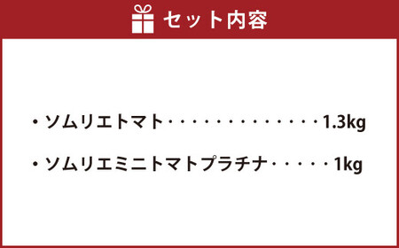 【 食べ比べ 】ソムリエ トマト 1.3kg と ソムリエ ミニトマト プラチナ 1kg の セット 合計2.3kg 2種 とまと 野菜 やさい 熊本県産 国産   【2026年2月上旬発送開始】