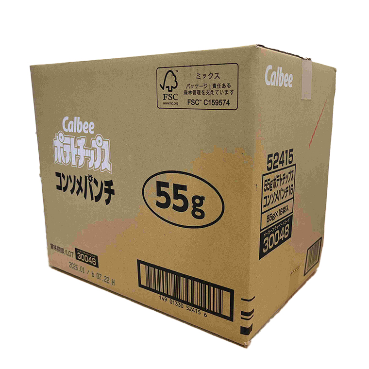 ポテトチップス カルビー 「コンソメパンチ」16袋（55g×16袋）1ケース 総計880g【ポテチ Calbee コンソメ セット 菓子 ポテト チップス スナック おやつ じゃがいも ジャガイモ お