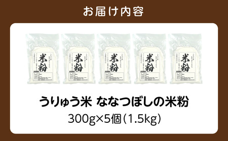 北海道産 米粉 1.5kg 300g×5個 米粉 うりゅう米 ななつぼし 100％