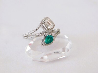 【一点もの】エメラルド（0.323ct）ダイヤモンドプラチナリング　J11　K06085-H