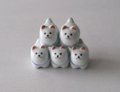 【波佐見焼】かわいい犬の箸置５個組  【西海陶器】５ 04748