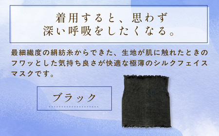 京都西陣の絹糸屋さん「思わず、すぅーっと深呼吸。」ヒメノカミシルクおやすみフェイスマスク＆ネックウォーマー (ブラック×1点) ふるさと納税 福知山市 人気 呼吸 絹紡糸 極薄 シルク フェイスマスク