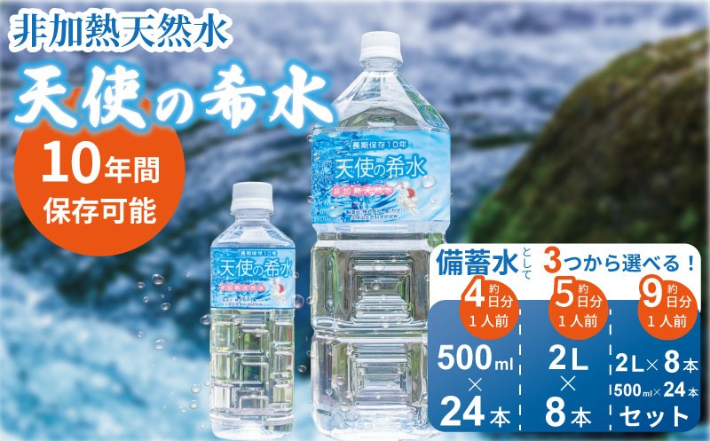 
                  『天使の希水』選べる容量（2L×8本～2L×8本＆500ml×24本）
                