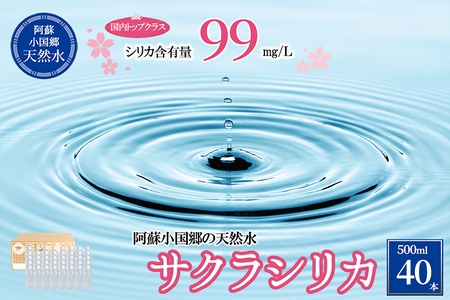 【桜屋】シリカ天然水 サクラシリカ 500ml 40本 シリカ含有量99mg/L シリカ水 ラベルレス 水 ミネラルウォーター 飲料水 飲料 ペットボトル ナチュラルウォーター サルフェート 炭酸水素イオン ミネラル 国産 阿蘇 小国郷