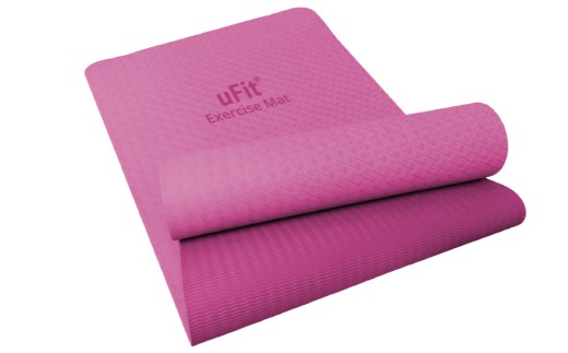 uFit Exercise Mat　200×90cm【ダスティピンク】 【エクササイズ マット ヨガ 筋トレ グリップ力 ズレにくい 運動 ストレッチ】
