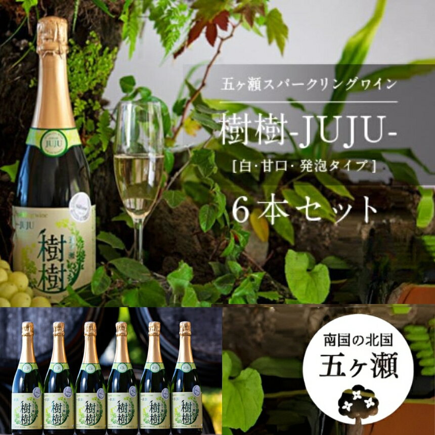 【ふるさと納税】 五ヶ瀬スパークリングワイン 樹樹 -JUJU-（ 白 ・ 甘口 ・ 発泡タイプ ） 750ml 6本 セット 五ヶ瀬ワイナリー スパークリングワイン ワイン 白ワイン ナイアガラ 国産 宮崎 五ヶ瀬町 五ヶ瀬町産 ぶどう 100％