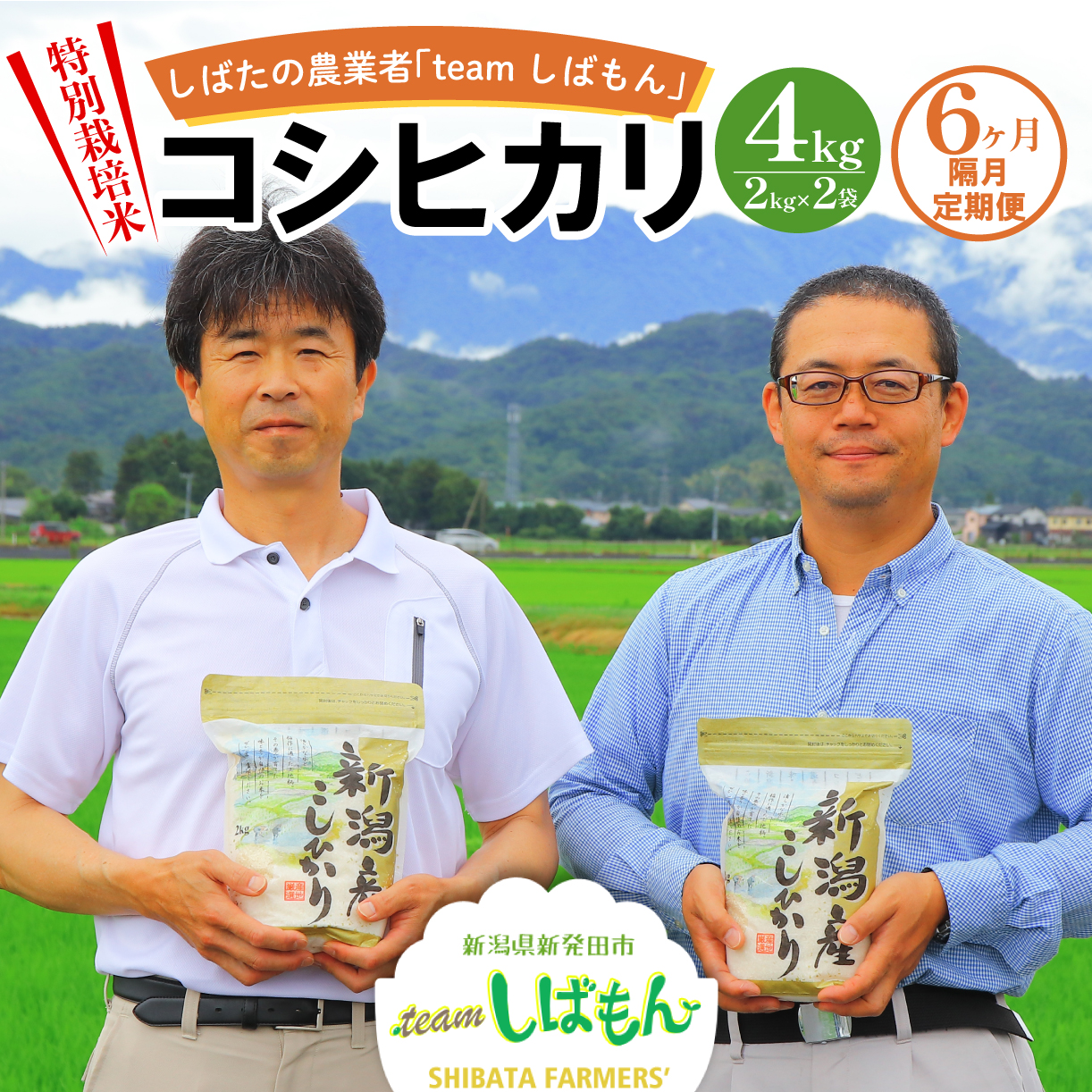 【R7年産先行予約】 新米 定期便 4kg×隔月6回 特別栽培米コシヒカリ 新潟県産 特別栽培米 コシヒカリ 新潟県 新潟産 新発田産 米 しばもん 2kg 6回 定期便 隔月 しばもん D35_02