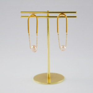 シルバー925 (ゴールドメッキ)淡水パール ピアス ペアセット ゴールドHJ001G