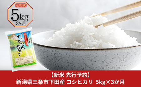 新米 先行予約 [定期便5kg×3ヶ月] コシヒカリ 新潟県三条市下田産 こしひかり 計15kg 令和7年産米  [JAえちご中越] 【021S003】