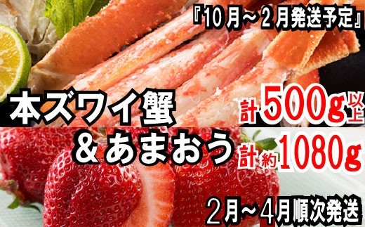 B131.冬を満喫．あまおう（１１２０g）・カニ（８００g）セット．２０２１年１２月以降配送