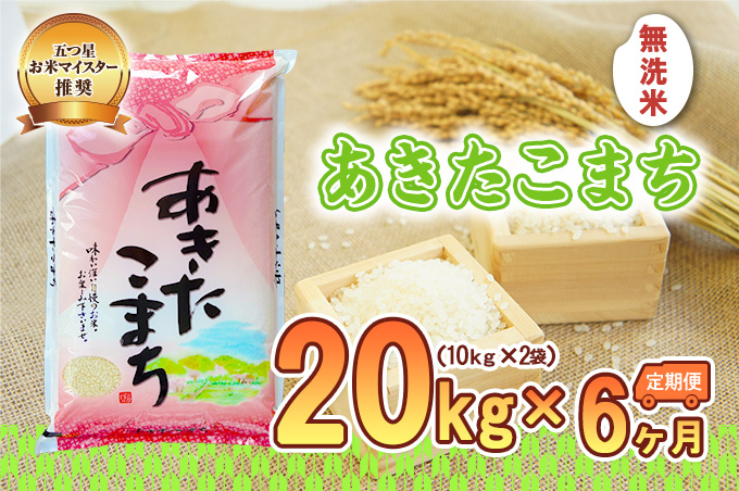 
            【6か月定期便】盛岡市産あきたこまち【無洗米】20kg×6か月
          