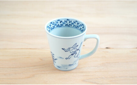 有田焼 染付鳥獣戯画 矢持マグカップ よう楽庵・たかす df002 