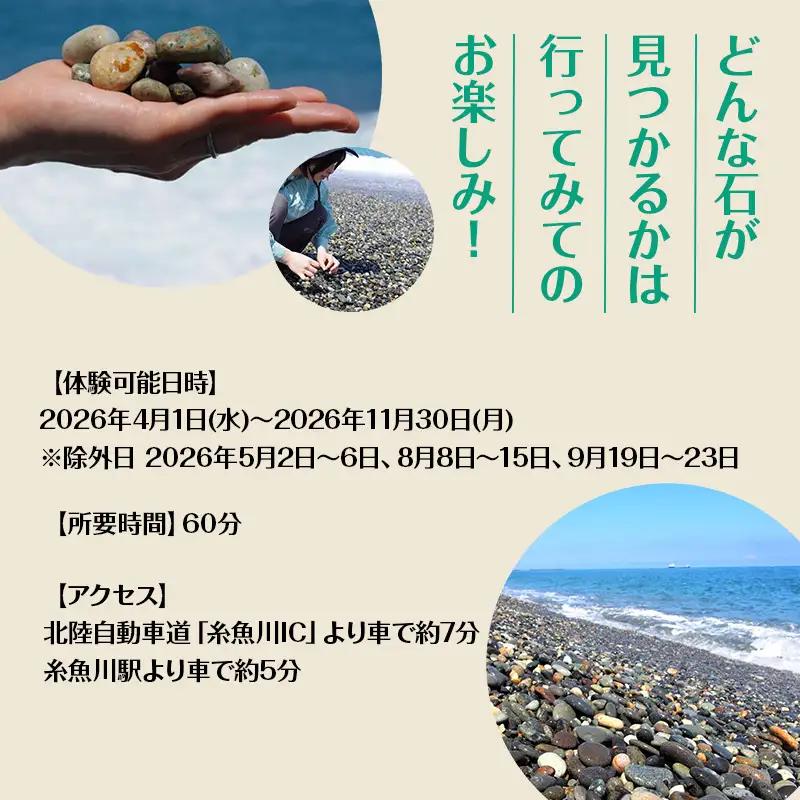 ガイド付き石探しツアー ペアチケット 糸魚川 石のまち 石拾い 探検 翡翠 ヒスイ