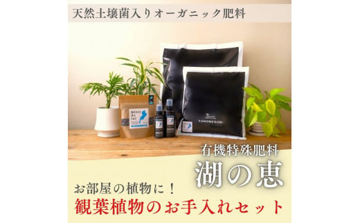 植物由来100％ 天然土壌菌入りオーガニック肥料 湖の恵 観葉植物のお手入れセット