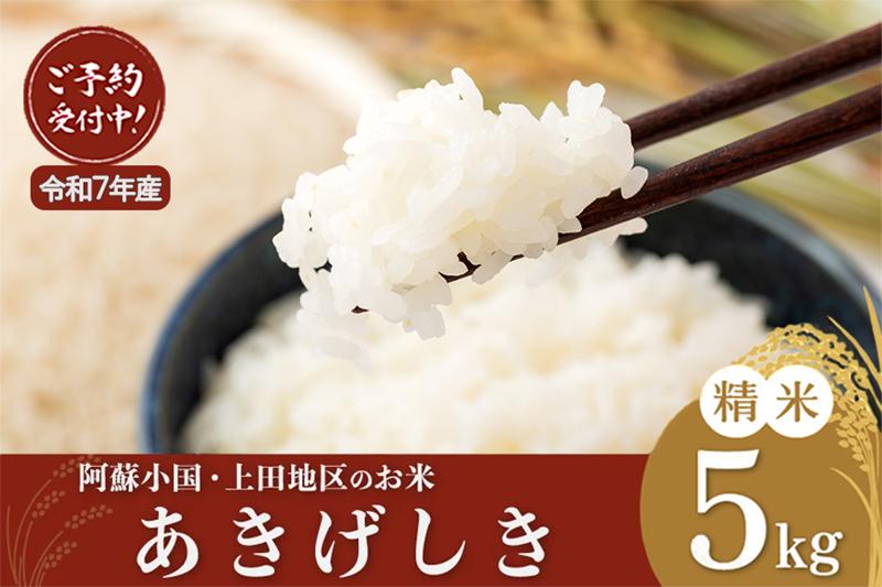 
            【先行予約】12月出荷 令和7年産 新米 5kg 産地直送 ノンブレンド米 単一原料 お米 白米 精白米 銘柄米 あきげしき 熊本 阿蘇 小国町 上田地区 産直 国産米 日本産 地場産 ご自宅用 贈答
          