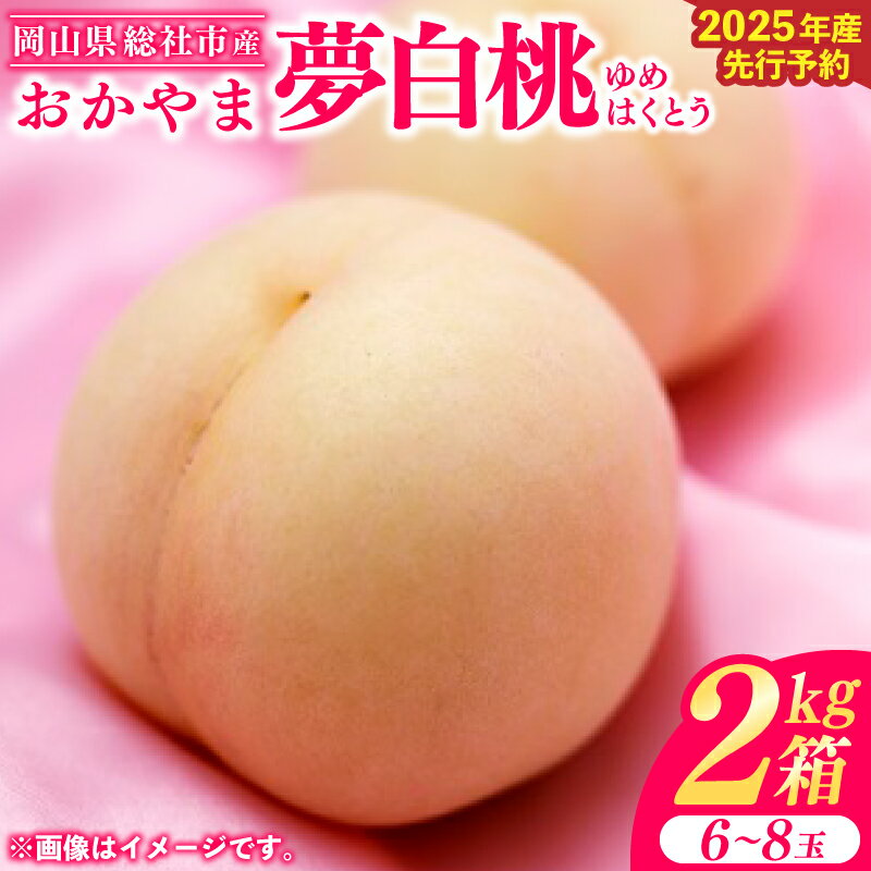 【ふるさと納税】白桃 おかやま夢白桃 2kg箱 岡山県 総社市産 2025年産先行予約 6～8玉 7月～8月配送 25-026-004