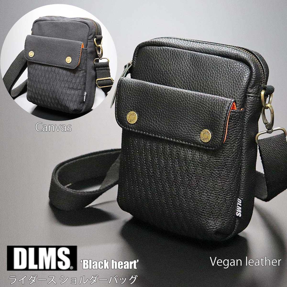 DLMS ミニショルダーバッグ Black heart 　キャンバス生地 WZ008-2