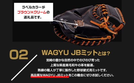 宮崎県産牛革使用 WAGYU JB ミット 硬式用 捕手用 JB-002S(ブラック/右投げ用)