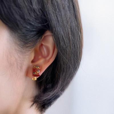 ふるさと納税 小浜市 若狭塗 イヤリング【BLOMINA】朱色 |  | 01