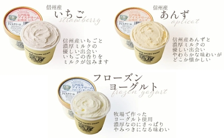 長門牧場アイスクリーム12個セットA-2　6種のフレーバー詰め合わせ（バニラ、チョコレート、抹茶、ヨーグルト、いちご、あんず）　人気スイーツ　濃厚ミルク　直送　牛乳　生乳　国産　夏ギフト　長野県　贈答