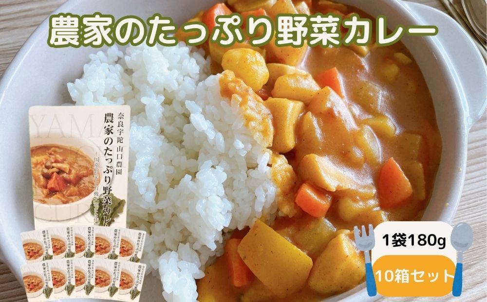 農家のたっぷり野菜カレー 10個／ふるさと納税 レトルトカレー 詰め合わせ 無添加 ギフト 10食 野菜 ふるさと 有機野菜 オーガニック 飯 簡単 時短 保存食 奈良県 宇陀市 山口農園