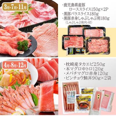 ふるさと納税 枕崎市 定期便4回配送　お肉とお魚のよくばり定期便　EE0-0001 |  | 02