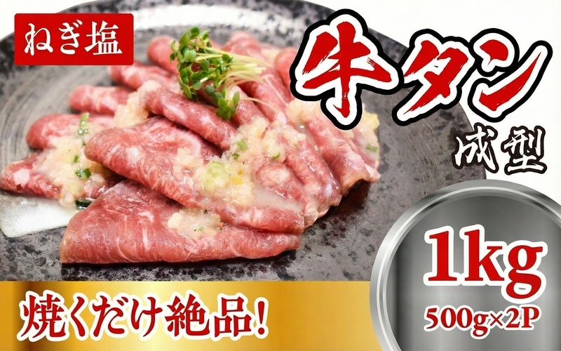 
                  成型　牛たん　ネギ塩　500ｇ×２パック /  和牛 牛 肉 たんタン 【ttru035】
                