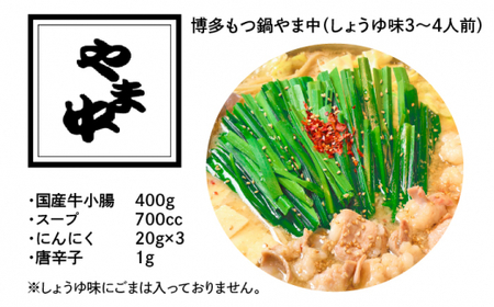 【博多もつ鍋やま中】もつ鍋 しょうゆ味 3~4人前＜一般社団法人地域商社ふるさぽ＞那珂川市 もつ鍋 モツ鍋 もつなべ もつ鍋セット もつ 鍋  国産 牛 モツ やま中  17000 17000円 [G